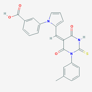 molecular formula C23H17N3O4S B313243 3-{2-[(1-(3-methylphenyl)-4,6-dioxo-2-thioxotetrahydro-5(2H)-pyrimidinylidene)methyl]-1H-pyrrol-1-yl}benzoic acid 
