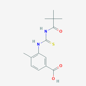 molecular formula C14H18N2O3S B313246 3-{[(2,2-Dimethylpropanoyl)carbamothioyl]amino}-4-methylbenzoic acid 
