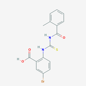 molecular formula C16H13BrN2O3S B313249 5-Bromo-2-({[(2-methylbenzoyl)amino]carbothioyl}amino)benzoic acid 