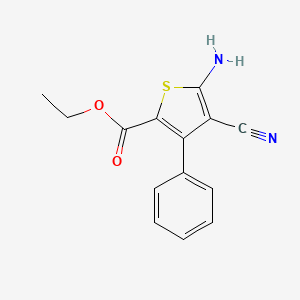 molecular formula C14H12N2O2S B3132492 5-氨基-4-氰基-3-苯基噻吩-2-甲酸乙酯 CAS No. 369654-33-1