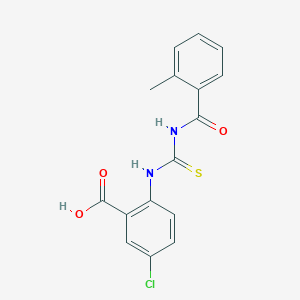 molecular formula C16H13ClN2O3S B313250 5-Chloro-2-({[(2-methylbenzoyl)amino]carbothioyl}amino)benzoic acid 