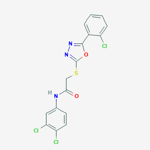 molecular formula C16H10Cl3N3O2S B313252 2-{[5-(2-chlorophenyl)-1,3,4-oxadiazol-2-yl]sulfanyl}-N-(3,4-dichlorophenyl)acetamide 