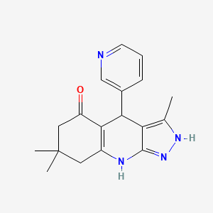 molecular formula C18H20N4O B3132522 3,7,7-trimethyl-4-(3-pyridinyl)-2,4,6,7,8,9-hexahydro-5H-pyrazolo[3,4-b]quinolin-5-one CAS No. 370588-29-7