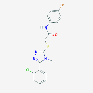 molecular formula C17H14BrClN4OS B313258 N-(4-bromophenyl)-2-{[5-(2-chlorophenyl)-4-methyl-4H-1,2,4-triazol-3-yl]sulfanyl}acetamide 