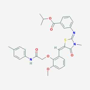 molecular formula C31H31N3O6S B313263 propan-2-yl 3-{[(2E,5E)-5-(3-methoxy-2-{2-[(4-methylphenyl)amino]-2-oxoethoxy}benzylidene)-3-methyl-4-oxo-1,3-thiazolidin-2-ylidene]amino}benzoate 