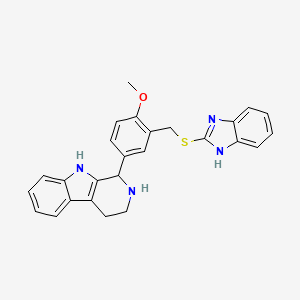 molecular formula C26H24N4OS B3132638 1-[3-(1H-benzimidazol-2-ylsulfanylmethyl)-4-methoxyphenyl]-2,3,4,9-tetrahydro-1H-pyrido[3,4-b]indole CAS No. 374767-67-6