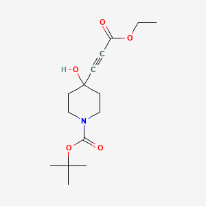 1-Piperidinecarboxylic acid, 4-(3-ethoxy-3-oxo-1-propyn-1-yl)-4-hydroxy-, 1,1-dimethylethyl ester