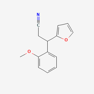 molecular formula C14H13NO2 B3132666 3-(Furan-2-yl)-3-(2-methoxyphenyl)propanenitrile CAS No. 374912-84-2