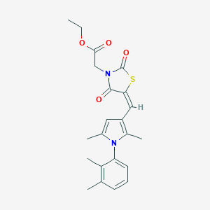 molecular formula C22H24N2O4S B313269 ethyl [(5E)-5-{[1-(2,3-dimethylphenyl)-2,5-dimethyl-1H-pyrrol-3-yl]methylidene}-2,4-dioxo-1,3-thiazolidin-3-yl]acetate 