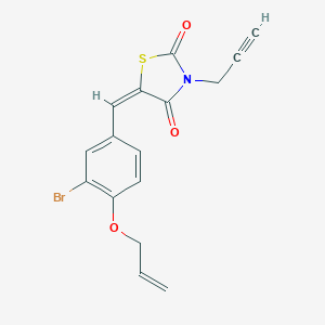 molecular formula C16H12BrNO3S B313271 (5E)-5-[3-bromo-4-(prop-2-en-1-yloxy)benzylidene]-3-(prop-2-yn-1-yl)-1,3-thiazolidine-2,4-dione 