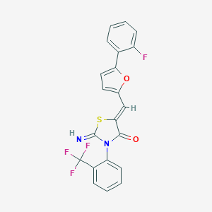molecular formula C21H12F4N2O2S B313273 5-{[5-(2-Fluorophenyl)-2-furyl]methylene}-2-imino-3-[2-(trifluoromethyl)phenyl]-1,3-thiazolidin-4-one 