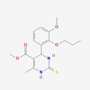 molecular formula C17H22N2O4S B313274 Methyl 6-(3-methoxy-2-propoxyphenyl)-4-methyl-2-sulfanyl-1,6-dihydropyrimidine-5-carboxylate 
