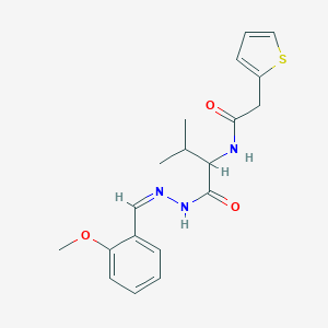 molecular formula C19H23N3O3S B313278 N-(1-{[2-(2-methoxybenzylidene)hydrazino]carbonyl}-2-methylpropyl)-2-thien-2-ylacetamide 