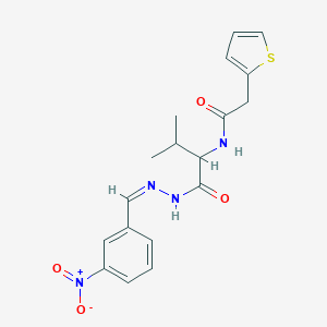 molecular formula C18H20N4O4S B313279 N-(2-methyl-1-{[2-(3-nitrobenzylidene)hydrazino]carbonyl}propyl)-2-thien-2-ylacetamide 