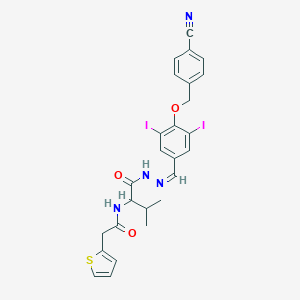 molecular formula C26H24I2N4O3S B313281 N-{1-[(2-{4-[(4-cyanobenzyl)oxy]-3,5-diiodobenzylidene}hydrazino)carbonyl]-2-methylpropyl}-2-(2-thienyl)acetamide 