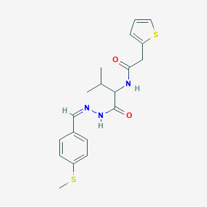 molecular formula C19H23N3O2S2 B313282 N-[2-methyl-1-({2-[4-(methylsulfanyl)benzylidene]hydrazino}carbonyl)propyl]-2-thien-2-ylacetamide 