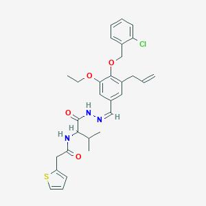 molecular formula C30H34ClN3O4S B313283 N-{1-[(2-{3-allyl-4-[(2-chlorobenzyl)oxy]-5-ethoxybenzylidene}hydrazino)carbonyl]-2-methylpropyl}-2-thien-2-ylacetamide 