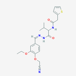 molecular formula C22H26N4O4S B313284 N-[1-({2-[4-(cyanomethoxy)-3-ethoxybenzylidene]hydrazino}carbonyl)-2-methylpropyl]-2-thien-2-ylacetamide 