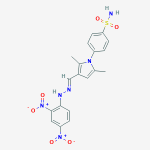 molecular formula C19H18N6O6S B313286 4-(3-{(E)-[2-(2,4-dinitrophenyl)hydrazinylidene]methyl}-2,5-dimethyl-1H-pyrrol-1-yl)benzenesulfonamide 