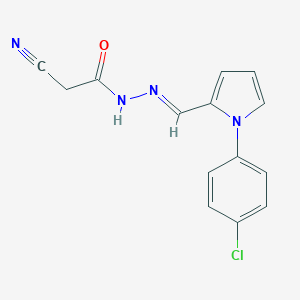 molecular formula C14H11ClN4O B313287 N'-{(E)-[1-(4-chlorophenyl)-1H-pyrrol-2-yl]methylidene}-2-cyanoacetohydrazide 