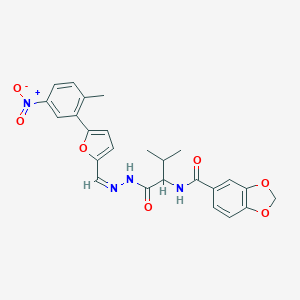 molecular formula C25H24N4O7 B313288 N-[1-({2-[(5-{5-nitro-2-methylphenyl}-2-furyl)methylene]hydrazino}carbonyl)-2-methylpropyl]-1,3-benzodioxole-5-carboxamide 