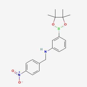 molecular formula C19H23BN2O4 B3132894 N-(4-nitrobenzyl)-3-(4,4,5,5-tetramethyl-1,3,2-dioxaborolan-2-yl)aniline CAS No. 380152-00-1