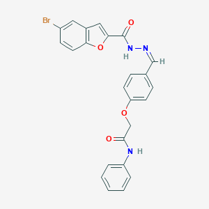 molecular formula C24H18BrN3O4 B313291 N-[(Z)-[4-(2-anilino-2-oxoethoxy)phenyl]methylideneamino]-5-bromo-1-benzofuran-2-carboxamide 