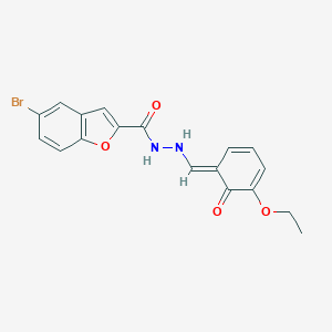 molecular formula C18H15BrN2O4 B313292 5-bromo-N'-[(E)-(5-ethoxy-6-oxocyclohexa-2,4-dien-1-ylidene)methyl]-1-benzofuran-2-carbohydrazide 