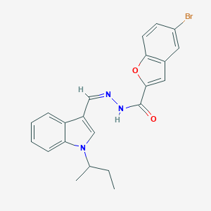 molecular formula C22H20BrN3O2 B313293 5-bromo-N'-[(1-sec-butyl-1H-indol-3-yl)methylene]-1-benzofuran-2-carbohydrazide 