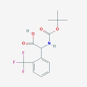 molecular formula C14H16F3NO4 B3132935 2-((tert-Butoxycarbonyl)amino)-2-(2-(trifluoromethyl)phenyl)acetic acid CAS No. 380611-02-9