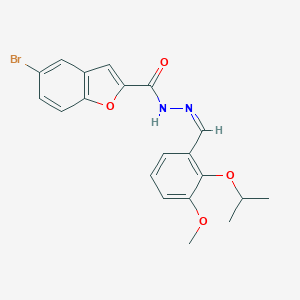 molecular formula C20H19BrN2O4 B313294 5-bromo-N'-(2-isopropoxy-3-methoxybenzylidene)-1-benzofuran-2-carbohydrazide 