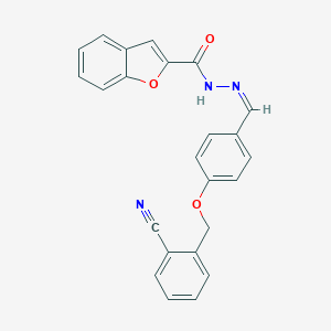 molecular formula C24H17N3O3 B313298 N'-{4-[(2-cyanobenzyl)oxy]benzylidene}-1-benzofuran-2-carbohydrazide 