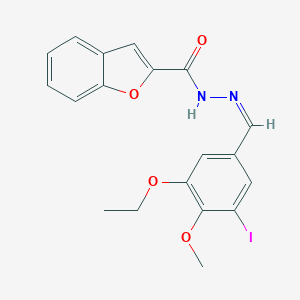 molecular formula C19H17IN2O4 B313300 N'-(3-ethoxy-5-iodo-4-methoxybenzylidene)-1-benzofuran-2-carbohydrazide 