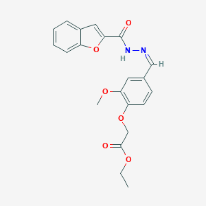 molecular formula C21H20N2O6 B313302 ethyl 2-[4-[(Z)-(1-benzofuran-2-carbonylhydrazinylidene)methyl]-2-methoxyphenoxy]acetate 
