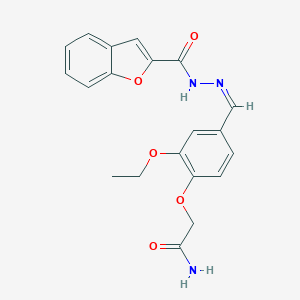 molecular formula C20H19N3O5 B313306 N-[(Z)-[4-(2-amino-2-oxoethoxy)-3-ethoxyphenyl]methylideneamino]-1-benzofuran-2-carboxamide 