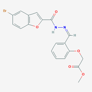 molecular formula C19H15BrN2O5 B313308 methyl {2-[(Z)-{2-[(5-bromo-1-benzofuran-2-yl)carbonyl]hydrazinylidene}methyl]phenoxy}acetate 