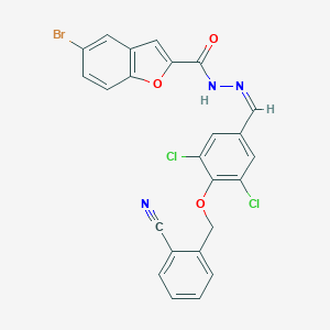 molecular formula C24H14BrCl2N3O3 B313313 5-bromo-N'-{3,5-dichloro-4-[(2-cyanobenzyl)oxy]benzylidene}-1-benzofuran-2-carbohydrazide 