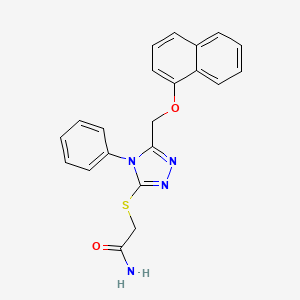 molecular formula C21H18N4O2S B3133141 2-[[5-(Naphthalen-1-yloxymethyl)-4-phenyl-1,2,4-triazol-3-yl]sulfanyl]acetamide CAS No. 383145-92-4