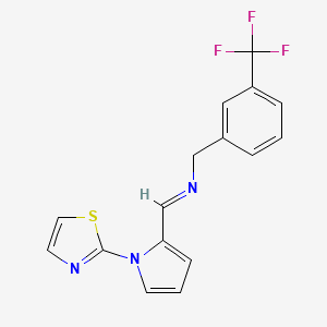 molecular formula C16H12F3N3S B3133166 N-{(E)-[1-(1,3-thiazol-2-yl)-1H-pyrrol-2-yl]methylidene}[3-(trifluoromethyl)phenyl]methanamine CAS No. 383147-59-9