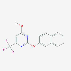 molecular formula C16H11F3N2O2 B3133175 4-Methoxy-2-(2-naphthyloxy)-6-(trifluoromethyl)pyrimidine CAS No. 383148-58-1