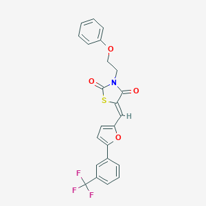 molecular formula C23H16F3NO4S B313325 (5Z)-3-(2-phenoxyethyl)-5-({5-[3-(trifluoromethyl)phenyl]furan-2-yl}methylidene)-1,3-thiazolidine-2,4-dione 