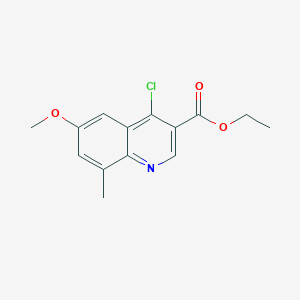 molecular formula C14H14ClNO3 B3133264 4-氯-6-甲氧基-8-甲基喹啉-3-羧酸乙酯 CAS No. 384821-06-1