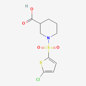 molecular formula C10H12ClNO4S2 B3133273 1-[(5-Chloro-2-thienyl)sulfonyl]piperidine-3-carboxylic acid CAS No. 384847-77-2