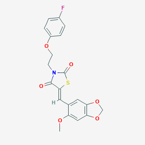 molecular formula C20H16FNO6S B313328 (5Z)-3-[2-(4-fluorophenoxy)ethyl]-5-[(6-methoxy-1,3-benzodioxol-5-yl)methylidene]-1,3-thiazolidine-2,4-dione 