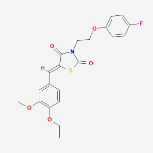 molecular formula C21H20FNO5S B313331 5-(4-Ethoxy-3-methoxybenzylidene)-3-[2-(4-fluorophenoxy)ethyl]-1,3-thiazolidine-2,4-dione 