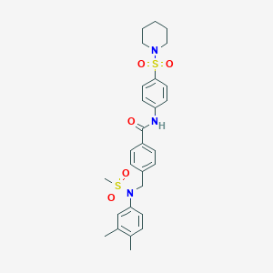 molecular formula C28H33N3O5S2 B313335 4-{[(3,4-dimethylphenyl)(methylsulfonyl)amino]methyl}-N-[4-(piperidin-1-ylsulfonyl)phenyl]benzamide 