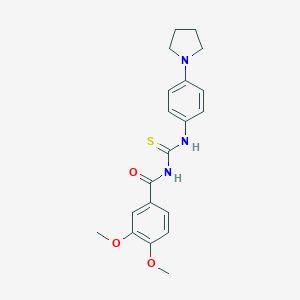 molecular formula C20H23N3O3S B313336 3,4-dimethoxy-N-[[4-(1-pyrrolidinyl)anilino]-sulfanylidenemethyl]benzamide 