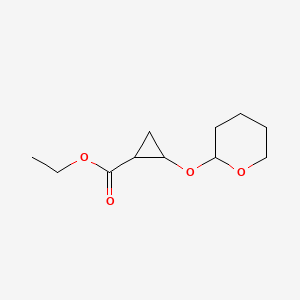 molecular formula C11H18O4 B3133371 Ethyl 2-(oxan-2-yloxy)cyclopropane-1-carboxylate CAS No. 387845-21-8
