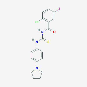 molecular formula C18H17ClIN3OS B313339 2-chloro-5-iodo-N-{[4-(pyrrolidin-1-yl)phenyl]carbamothioyl}benzamide 