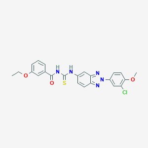 molecular formula C23H20ClN5O3S B313341 N-{[2-(3-chloro-4-methoxyphenyl)-2H-benzotriazol-5-yl]carbamothioyl}-3-ethoxybenzamide 